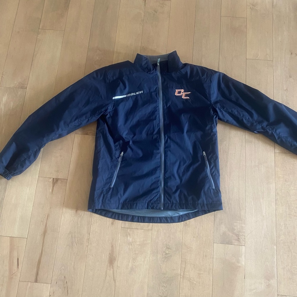 Mens Bauer size small warm up Jacket and pants Dark Gray Color